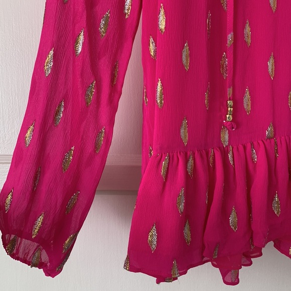 Fuchsia Lilly Pulitzer Tensley Silk Blouse - Picture 3 of 7